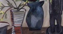 Still Life with Wattle & Papuan Figure
