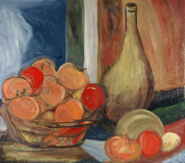 Still Life with Bottle & Persimmon